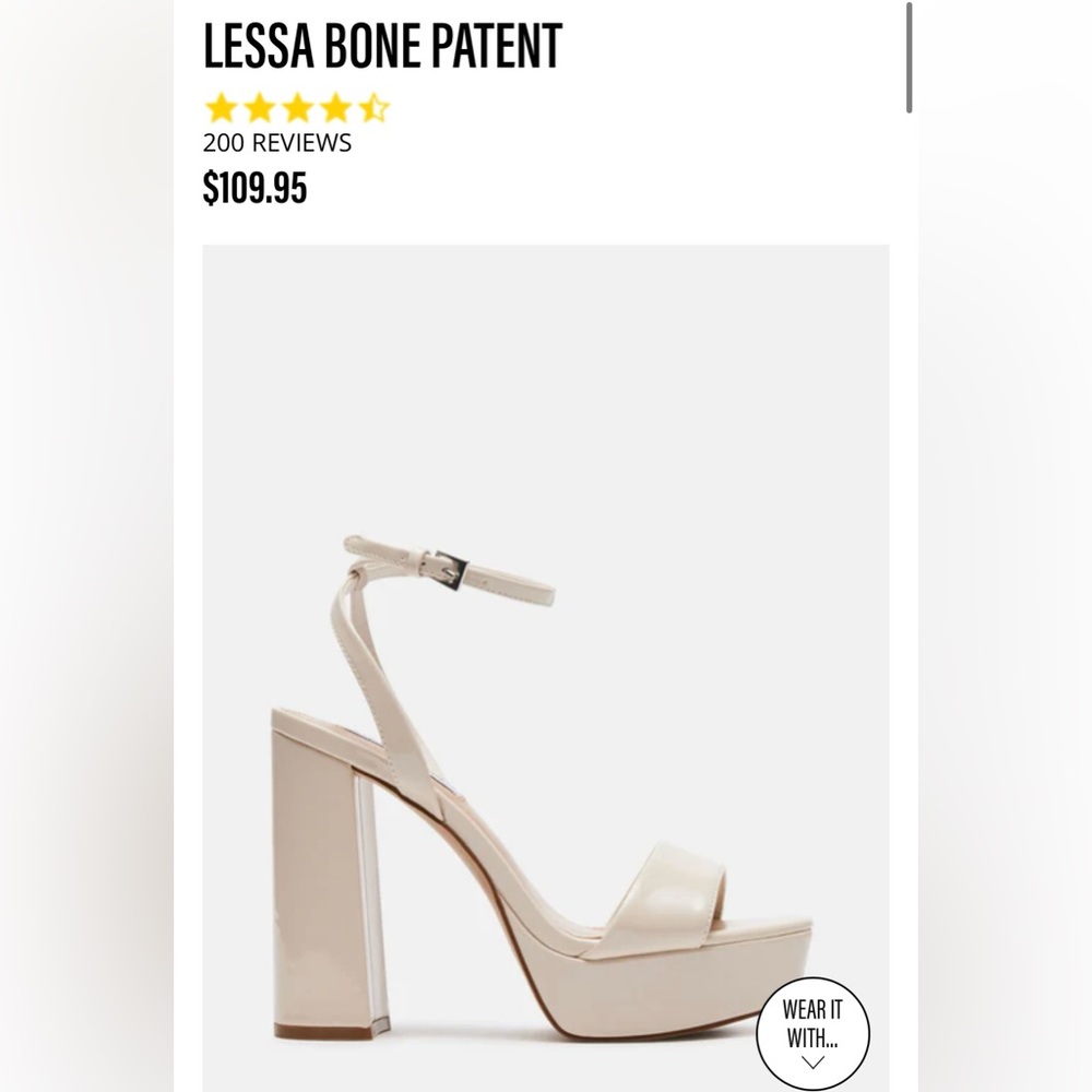 Steve Madden Lessa Bone Patent Heel/ worn 1x